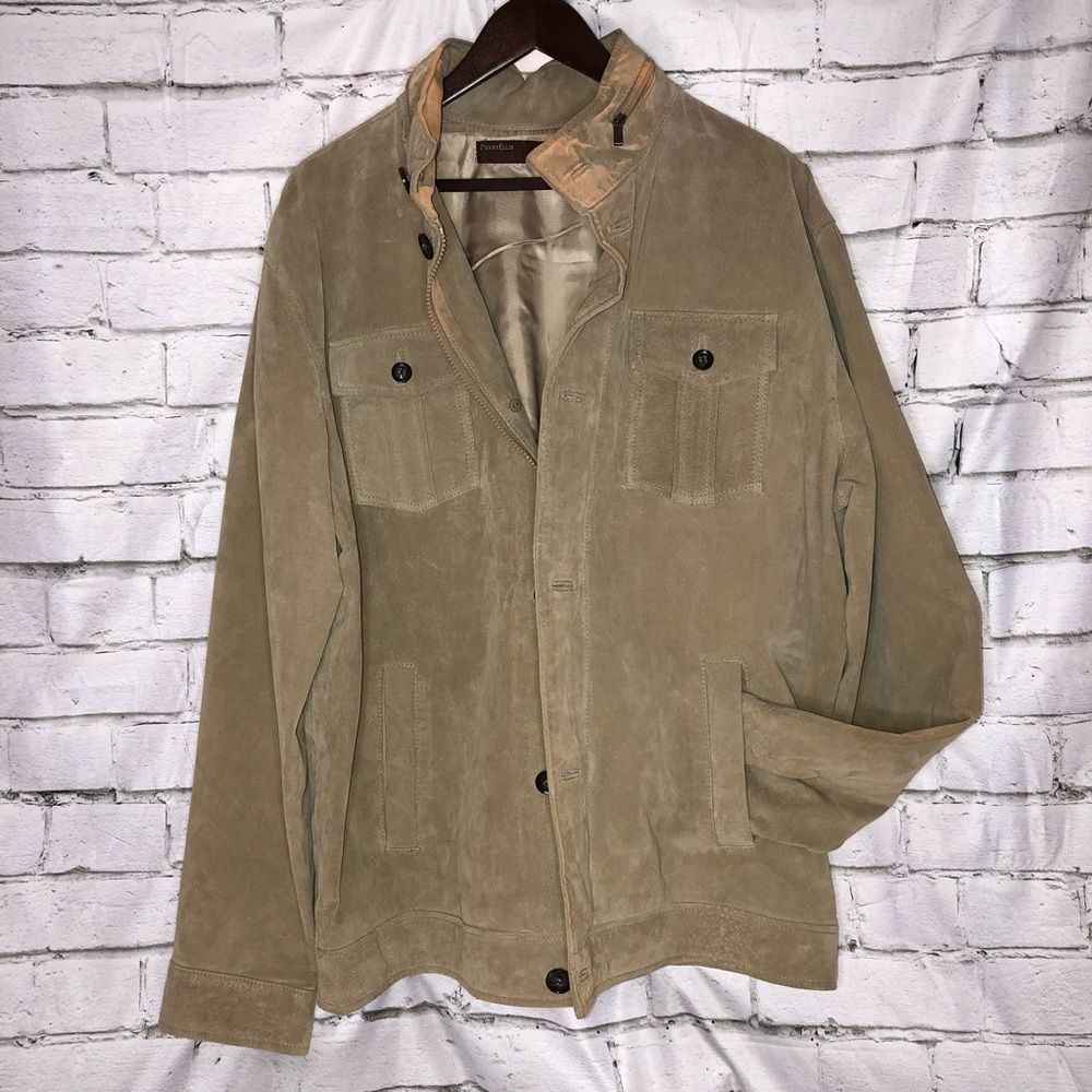 Perry Ellis Suede Leather Jacket | Camel | Men’s XL